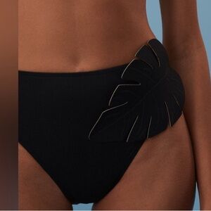 FARM RIO Palm Appliqué Bikini Bottom Black Small